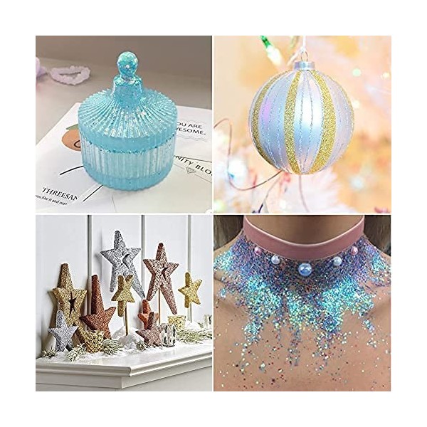 Lot de 10 boîtes de paillettes fines pour résine Slime et fournitures artisanales - Pour maquillage - Pour le corps, les ongl