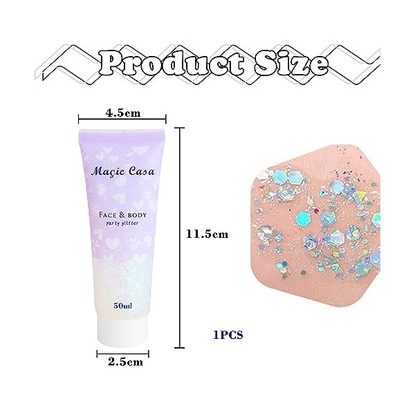 Kinretixia® Gel pailleté pour le corps 50 ml, kit liquide à paillettes de sirène, poudre pailletée longue durée pour festival