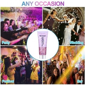 Gel Paillette Cheveux,4 Bouteilles Gel Paillettes Visage,Paillette Festival pour Le Visage,Gel Paillettes Visage pour Cosméti