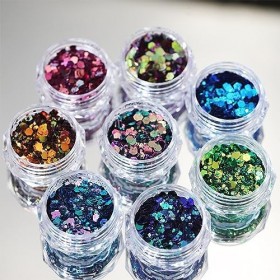 Ensemble maquillage scintillant Paillettes pour festival musique,mascarade,Halloween,Noël,art et artisanat,poudre scintillant