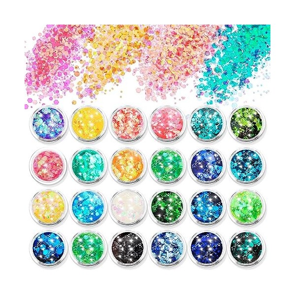 simarro 24 couleurs paillettes, visage de sorcière corps set paillettes ongles cheveux corps accessoires paillettes pour Hall