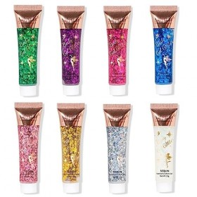 Holzsammlung 8PCS Gel Paillettes Visage, Paillettes Visage, Maquillage Paillette Paillettes Corps, Paillette Gel Liquide, Mer