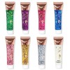 Holzsammlung 8PCS Gel Paillettes Visage, Paillettes Visage, Maquillage Paillette Paillettes Corps, Paillette Gel Liquide, Mer