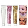 Lot de 3 gels à paillettes pour le visage, le corps, les yeux, les cheveux, les ongles, les fêtes, les festivals, les fêtes, 