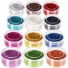 FANDAMEI Lot de 12 pots de paillettes laser fines pour le visage, les yeux, les cheveux, poudre de paillettes multi-usage pou