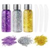 URAQT 3PCS Paillettes Visage, Glitter Body Gel,Paillettes Corps, Paillette Gel Liquide, Mermaid Sequins Body Glitter,pour Fes