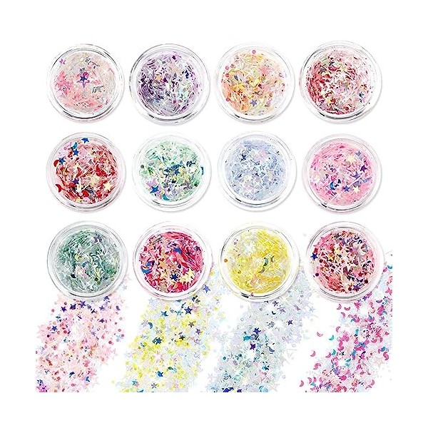 simarro Festival Paillettes Visage 12 Couleurs Body Glitter pour Nail Art et Corps Halloween Noël Visage Paillettes Féminines