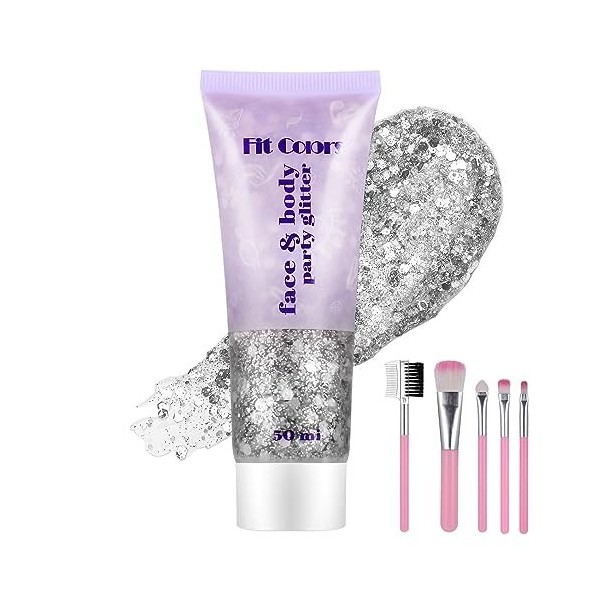 Gel pailleté Poudre de Paillette pour Corps Cheveux Visage Yeux Ongle Liquide scintillant épais de sirène pour le Maquillage 