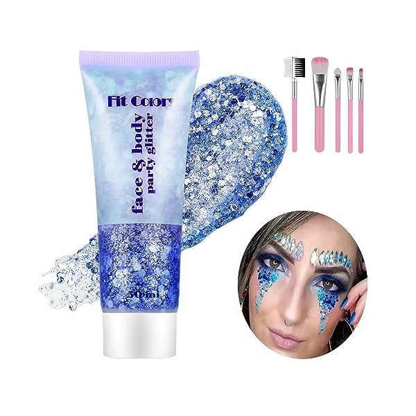 Gel pailleté Poudre de Paillette pour Corps Cheveux Visage Yeux Ongle Liquide scintillant épais de sirène pour le Maquillage 