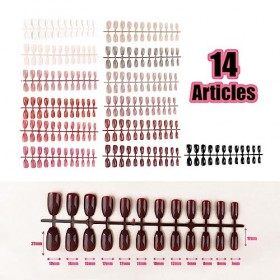 336PCS Faux Ongles Courts Colorés Sticker Nail Art Couverture Complète à Ongles Décoration Manucure Accessoires Bricolage Ong