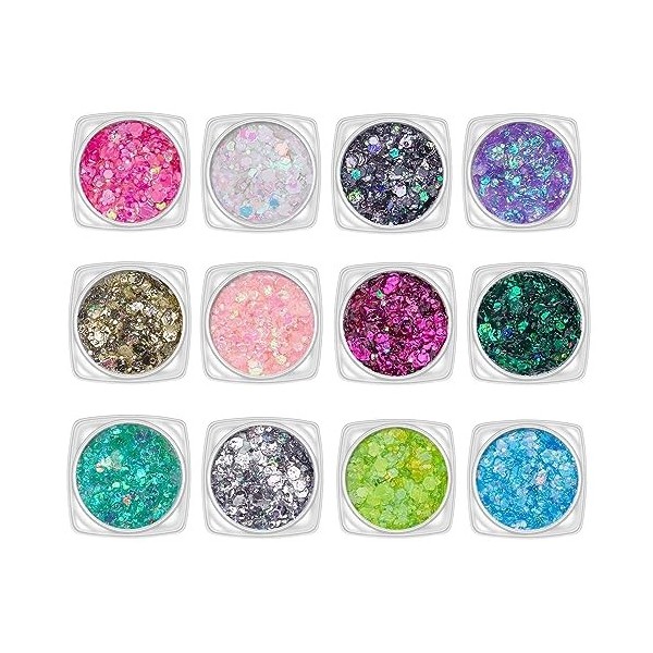 BeauFairy 3 Couleurs Lumineuse Gel Paillettes Corps, 30 g, Maquillage Paillettes Corps, Mermaid Sequins Body Glitter, Fluores