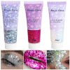 3 PCS Gel Paillettes Visage,Paillettes Cheveux,Paillette Cheveux,Paillette Visage,pour Visage Cosmétique Fard À Paupières Lèv