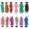 Paillettes de Corps, punwey 12 Couleurs Maquillage Paillettes Set, Paillette pour Visage, Paillette pour Corps Cheveux Ongles