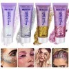 Gel Paillettes Visage, 4 Paillettes Visage Festival Maquillage Paillette Visage Paillettes Corps Gel Paillette Cheveux Glitte