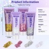 Gel Paillettes Visage, 4 Paillettes Visage Festival Maquillage Paillette Visage Paillettes Corps Gel Paillette Cheveux Glitte