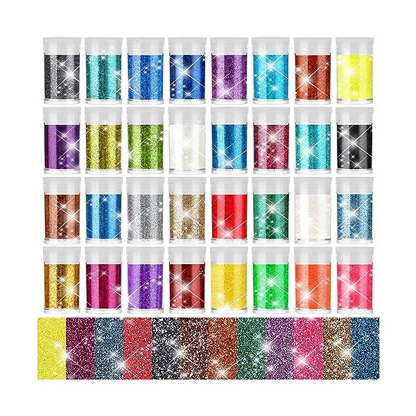 Sibba Paillettes Fines Pour La Coulée De Résine De 32 Couleurs Maquillage Paillettes Set Paillettes Holographique Pailletées 