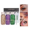 3 Pièces Paillettes pour le corps, Body Glitter Gel, Sparkling Chunky Glitter, Paillette Maquillage Gel, Chunky Paillettes Co