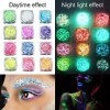 Gel à paillettes fluorescentes - 12 couleurs - Paillettes fluorescentes - Pour le visage, les lèvres, les cheveux, le corps