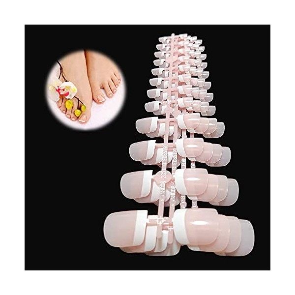 120 Pièces Faux Ongles Dorteil, Capsules Ongles DIY Mode orteils Art Tips du Pied Ongles Pied, Faux Ongles de Pied en 12 Tai