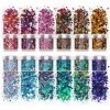 Allstarry 12 couleurs caméléon grosses paillettes holographiques holographiques pour décoration des ongles, des cheveux, des 