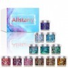 Allstarry 12 couleurs caméléon grosses paillettes holographiques holographiques pour décoration des ongles, des cheveux, des 