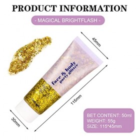 Dacitiery Lot de 3 gels à paillettes pour le corps, les cheveux, les ongles, les festivals, les fêtes, le maquillage - 50 ml