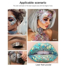 Prreal Lot de 5 flacons de gel liquide à paillettes pour le corps - Paillettes chunky - Pour festival, masquerade, anniversai