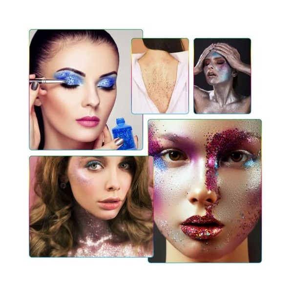 Glitter Visage Glitter Maquillage Body Glitter Gel Carnaval Glitter Gel pour visage pour visage cheveux lèvres ongles Make Up