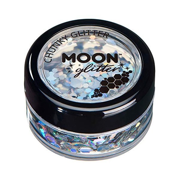 Paillettes holographiques rondes par Moon Glitter Paillette Lune – 100% de paillettes cosmétique pour le visage, le corps, 