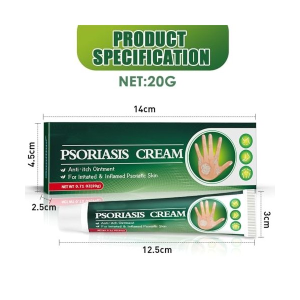 Keeoysie 2 pcs Psoriasis Cream,Crème Anti-démangeaisons, eczéma Psoriasis baume,Crème Antibactérienne à Base de Plantes pour 