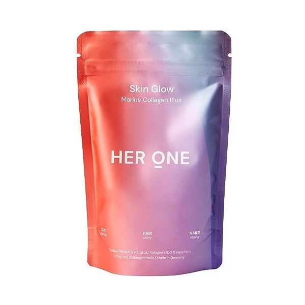 HER ONE Skin Glow - Marine Collagen Plus, boisson au collagène anti-âge + collagène marin hydrolysé + vitamine C + Essential 