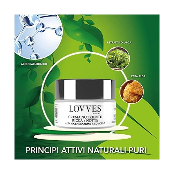 LOVVES Crème Visage Riche Nourrissante, Jour et Nuit, Haute Cosmétique Naturelle, Anti-Rides, Favorise la Production de Colla