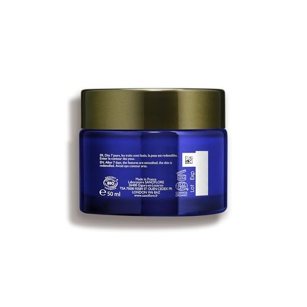 Sanoflore Crème Merveilleuse Nuit – Crème Visage Nuit Peeling Anti-rides Certifiée Bio – Au Pélargonium Bio – Aux Peptides – 