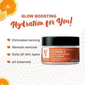 Nutriglow Advanced Organics Vitamin C Skin Lightening Day Cream for Dark Spot Reduction & Tan Removal - All Skin Types - 50G