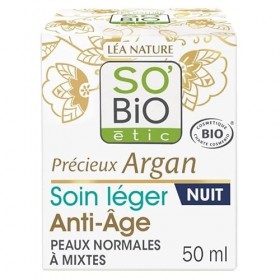 SO BIO - Soin Leger Nuit Anti-Age 50Ml - Soin bio pour visage - Régénération nocturne pour une peau éclatante - Lot De 2