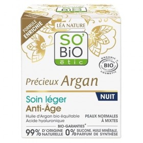 SO BIO - Soin Leger Nuit Anti-Age 50Ml - Soin bio pour visage - Régénération nocturne pour une peau éclatante - Lot De 2