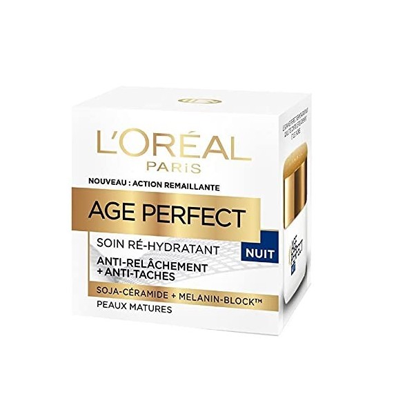 DERMO AGE PERFECT - Crème Nuit Réparatrice à lEffet Rajeunissant pour le Visage - Pot 50Ml - Lot De 2