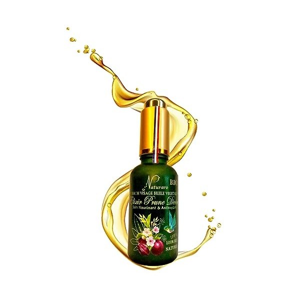 NATURARE - Elixir Prune Divine BIO Terroir Français Nutrition & Régénération Soin naturel antioxydant, anti-âge - Huile végét