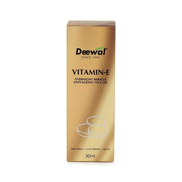 QURA Vitamine E Huile visage anti-âge pour homme et femme 30 ml