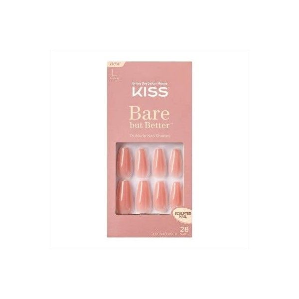 KISS Bare But Better TruNude Lot de 28 faux ongles Nude Glow - Résistants aux éclats et aux taches