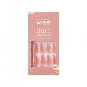 KISS Bare But Better TruNude Lot de 28 faux ongles Nude Glow - Résistants aux éclats et aux taches