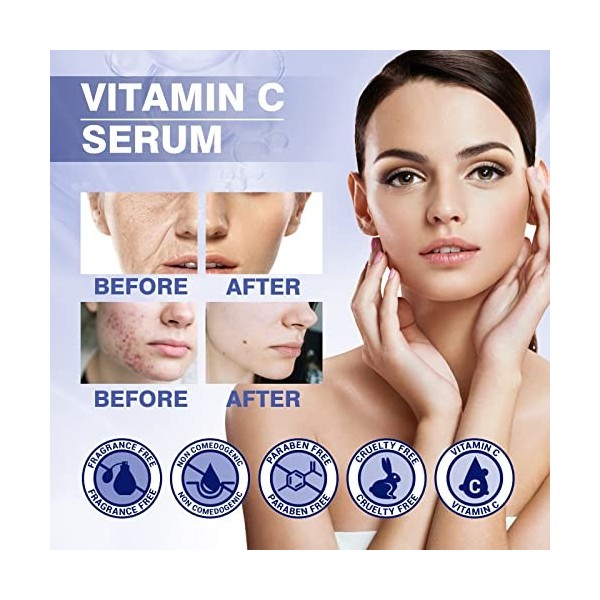 Vitamine C pour le visage - Ridules autour des yeux - Hydratant - Hydratant - Soin de la peau - Hydratant - Soin du visage - 