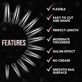 Makartt XXL Ballerina Press on Nail Set avec La colle, Embouts pour Ongles Ultra Longs Embouts Nagle Full Cove avec NagleFeli