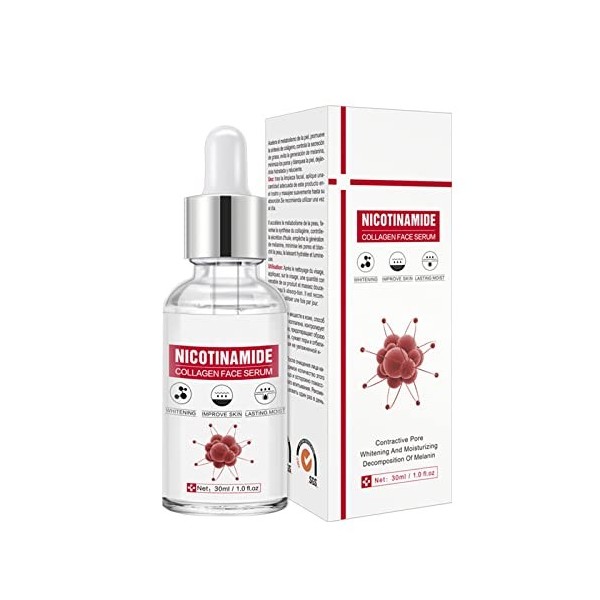  Liquide hydratant et hydratant Nicotinamide Hydrate Compacte la peau du visage Affaiblit 30 ml A, taille unique 