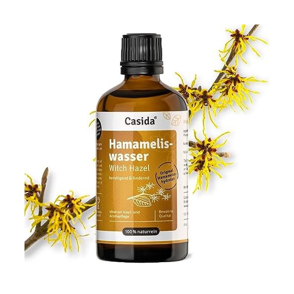 Casida® Eau dHamamélis - Witch Hazel Water - eau tonique végétale - pour le visage naturelle effet clarifiant et apaisant po