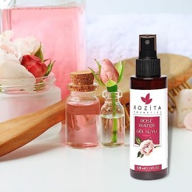 Rozita Eau de rose 125 ml, hydrolat de rose 100 % pur et naturel, visage, contour des yeux, corps, cheveux, végétalien et san