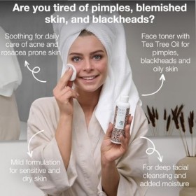 Tonic Visage avec Myrte Citronnée 150 ml - Tonic Visage sans Alcool à lHuile dArbre à Thé - Nettoyant pour Imperfections, T