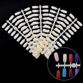 Lot de 120 pointes carrées de couleur naturelle à plat pour vernis à ongles professionnel, tableau de présentation, tableau d