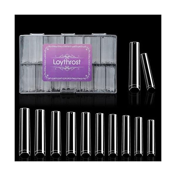 Lot de 600 faux ongles carrés en acrylique transparent de forme carrée pour salon de manucure et nail art