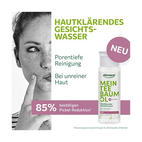 alkmene Mon huile darbre à thé pour le visage 2 x 150 ml Réduction des boutons 85 % confirmée Huile darbre à thé naturelle,